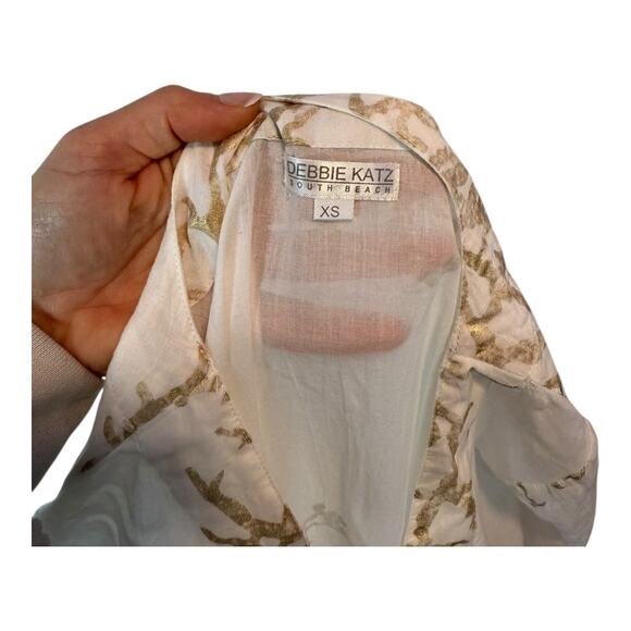 Debbie Katz White Cotton Beach Coverup Dress Women’s XS Boho Resort Tunic - Picture 6 of 7